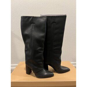 Steve Madden Black Slouchy Knee-High Block Heel Boots – Size 7